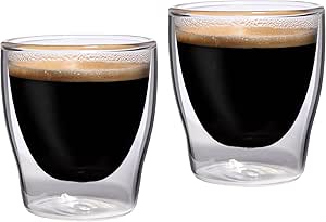 Lot De 2 Mugs Double Paroi En Verre – 4 Oz, Transparent, Lavable Lave-vaisselle