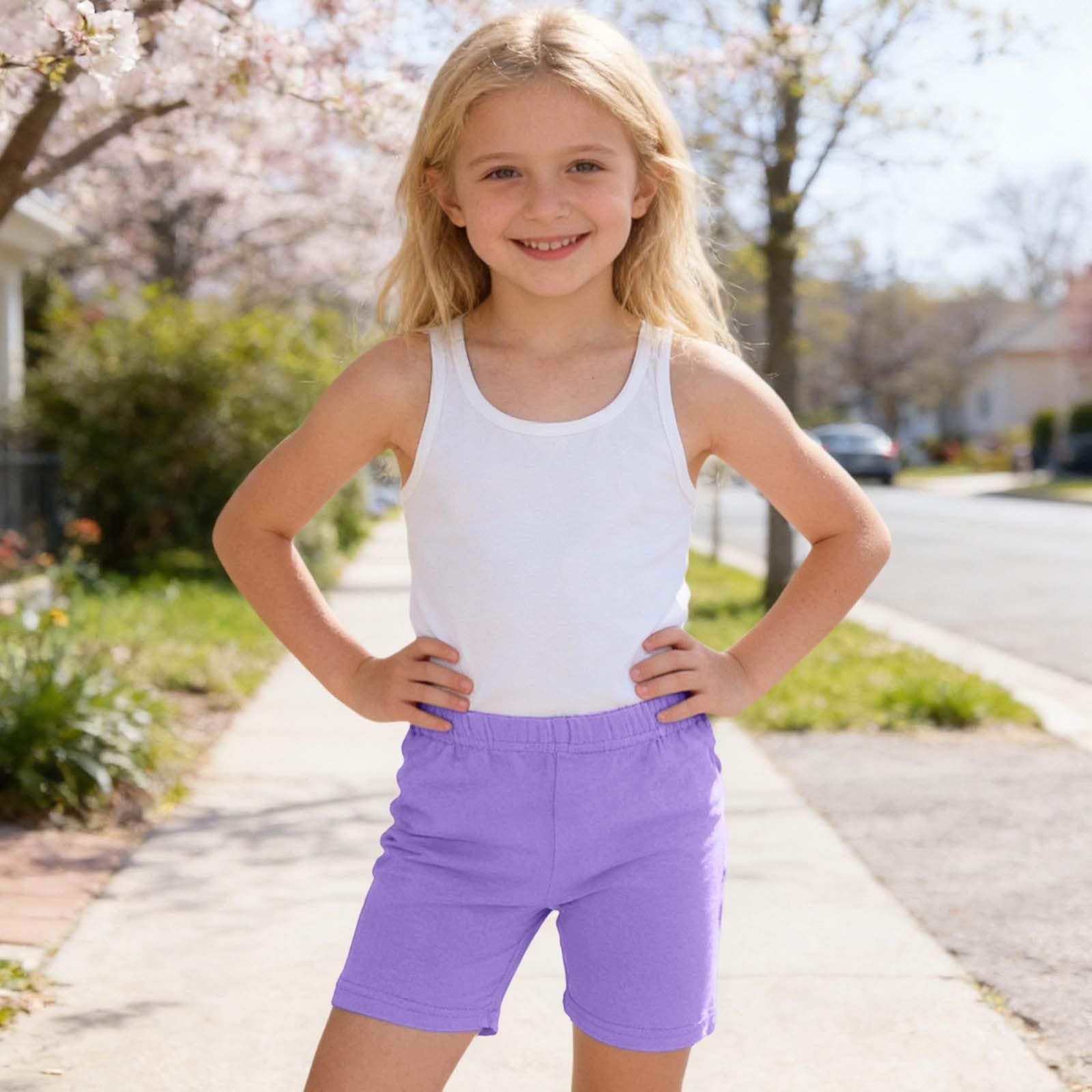 Generisch Mädchen Kurze Leggings Baumwolle Radlerhose Sommer Activewear Shorts, Kinder Unter Kleid Hosen, Elastische Sporthose Turnhose Sommerhose für Sport Laufen Tanz Wandern