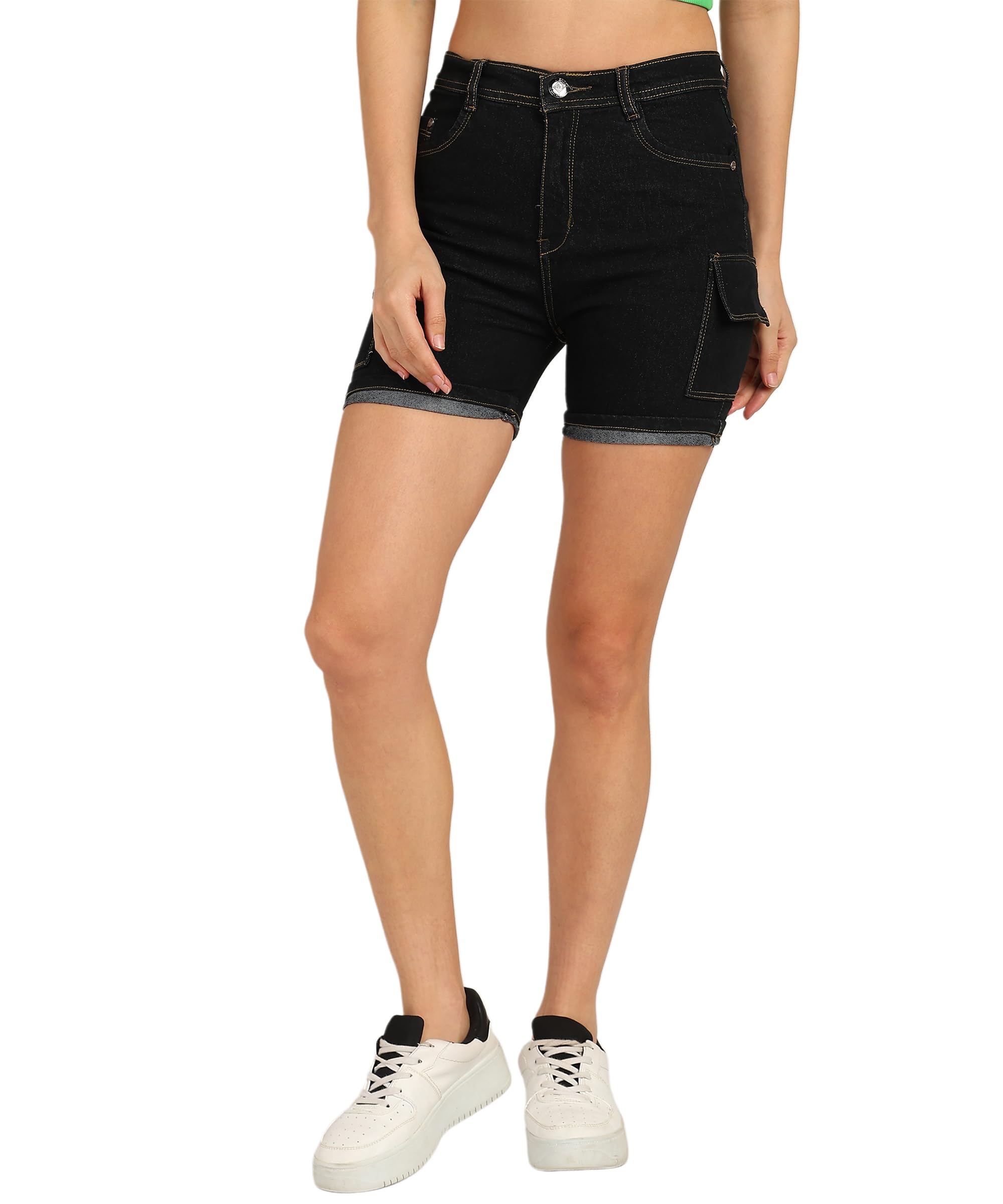 Women's Denim Straight Fit Cargo Shorts