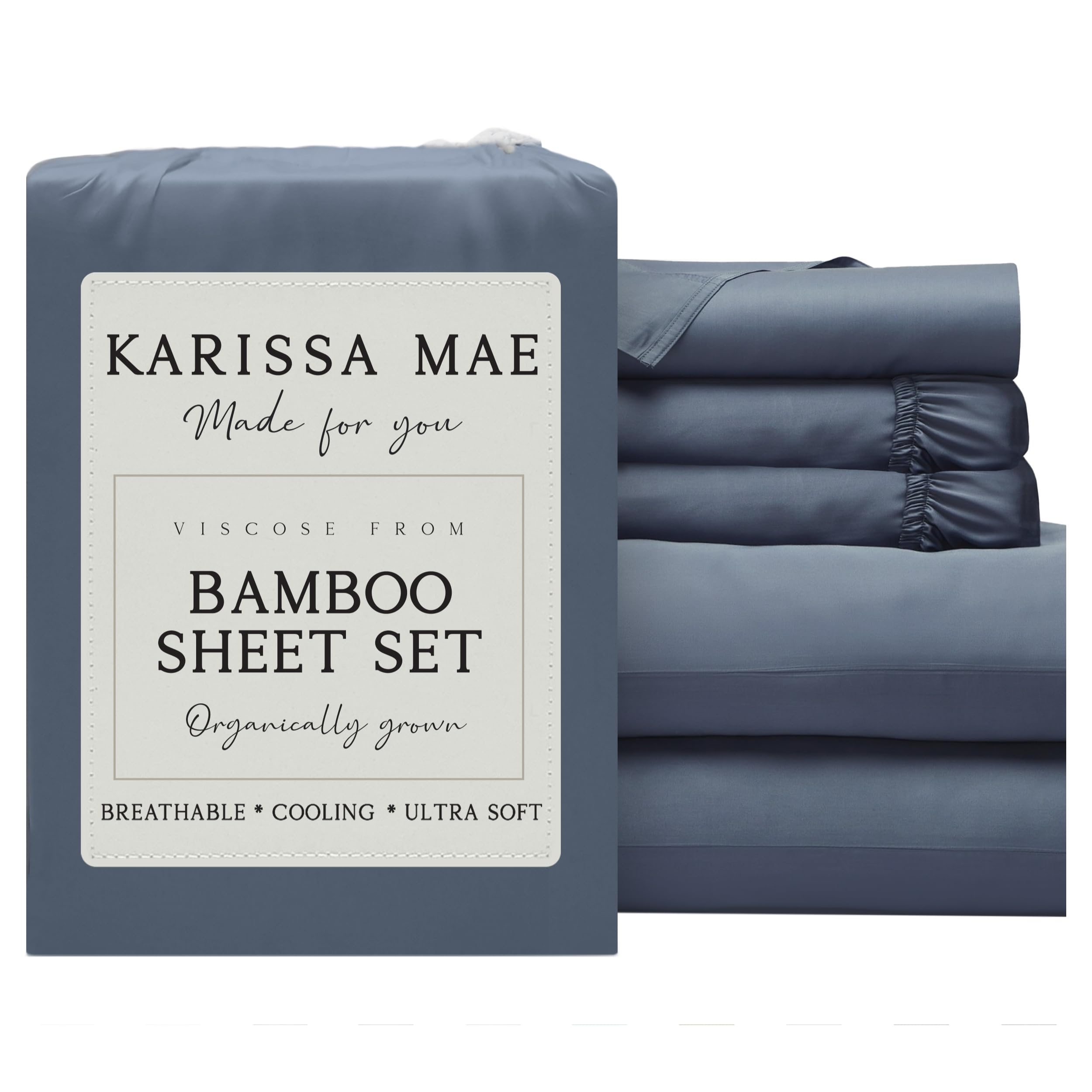 KARISSA MAE Luxury Bamboo Viscose Split King Size Sheet Set, FSC Certified