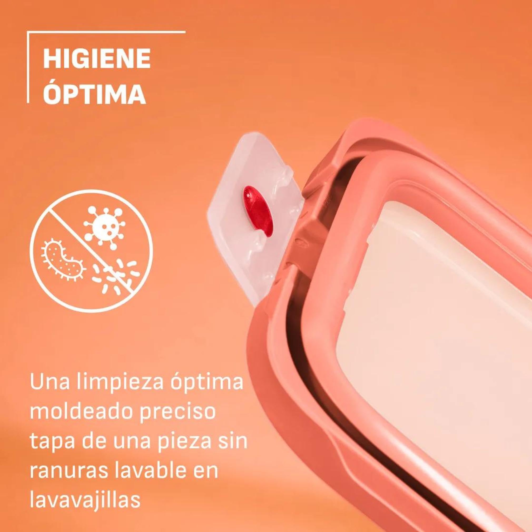 EMSA oneClick, recipiente para almacenar alimentos, un clic, abrir y cerrar sin esfuerzo, 2 veces más frescos, 100% hermético, apilables, set 5 piezas naranja, 2x 0,50L, 2x 1,20L, 1x 2,30L, N1230900