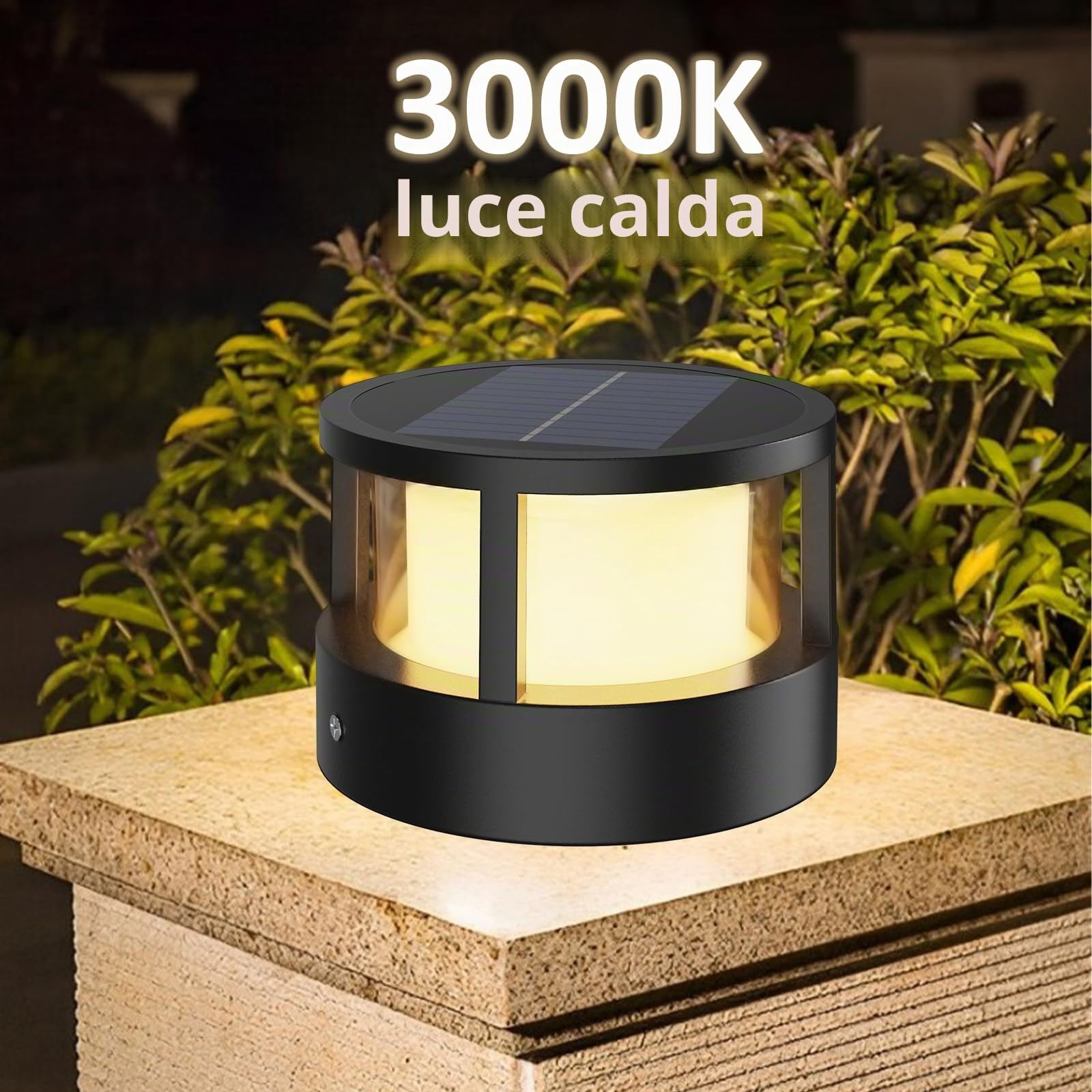 FREEUP Lampione Solare LED Esterno, Luce Solare da Esterno,15W Lampade Solari da Giardino con Sensore Crepuscolare, Ip65 Impermeabile Lampioni da Giardino, Alluminio, Bianco Caldo, Nero | 15W LED Luce Solari Esterno Per Pali, Cancello, Vialetto, Terrazzo,
