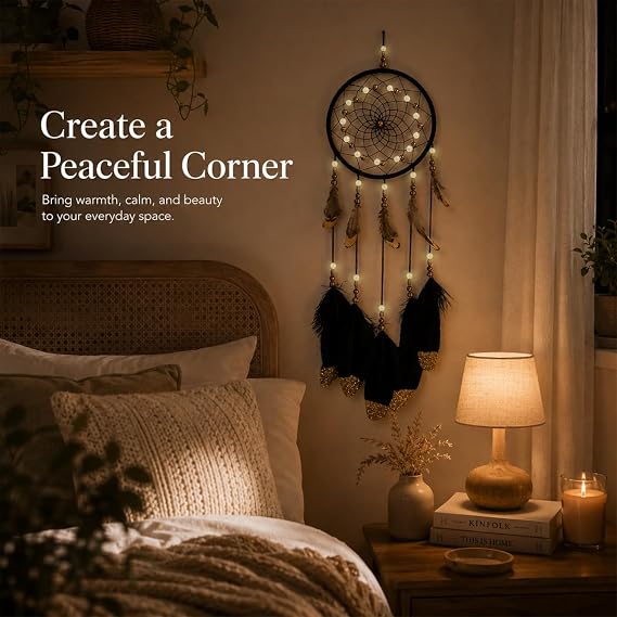 Dream Catchers Handmade Feather Home Wall Decoration Black