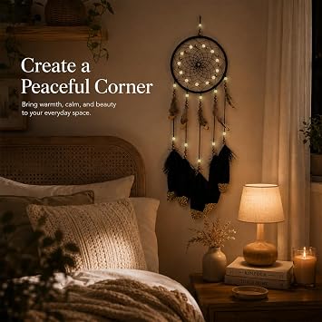 Dream Catchers Handmade Feather Home Wall Decoration Black