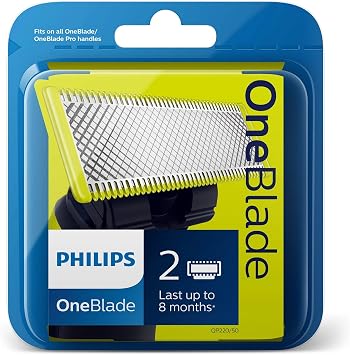 Philips OneBlade 2-Piece Replacement Blade, Compatible with All OneBlade Models, Durable Blades for Up to 4 Months, QP220/51