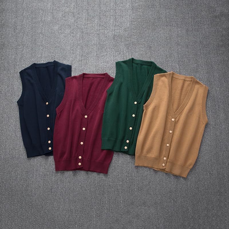V Neck Sweater Vest for Women Trendy Sleeveless Cardigan Solid Color Button Down Knitted Tank Tops - Image 5
