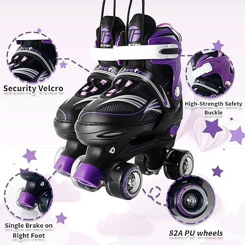 Miniatura 4 de Rainbow Unicorn 4 Size Adjustable Light up Roller Skates for Girls Boys for KidsAll 8 Wheels of Girl's Skates Shine,Safe and Fun for Kids
