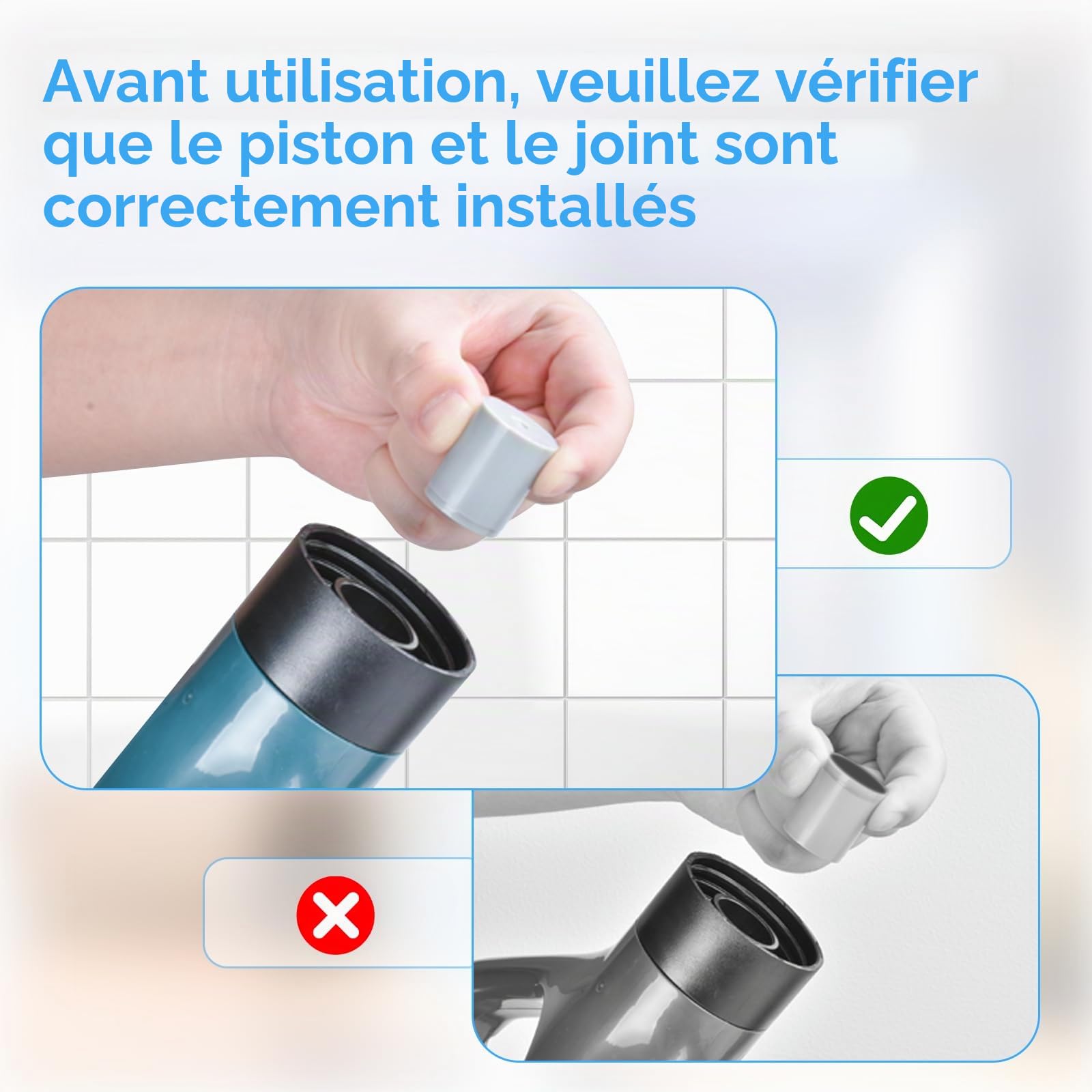 Déboucheur de canalisations à air comprimé, pompe avec indicateur de pression d'air, pompe de nettoyage de canalisations à air comprimé avec 4 ventouses, gants et pince à griffes, pour WC, toilettes