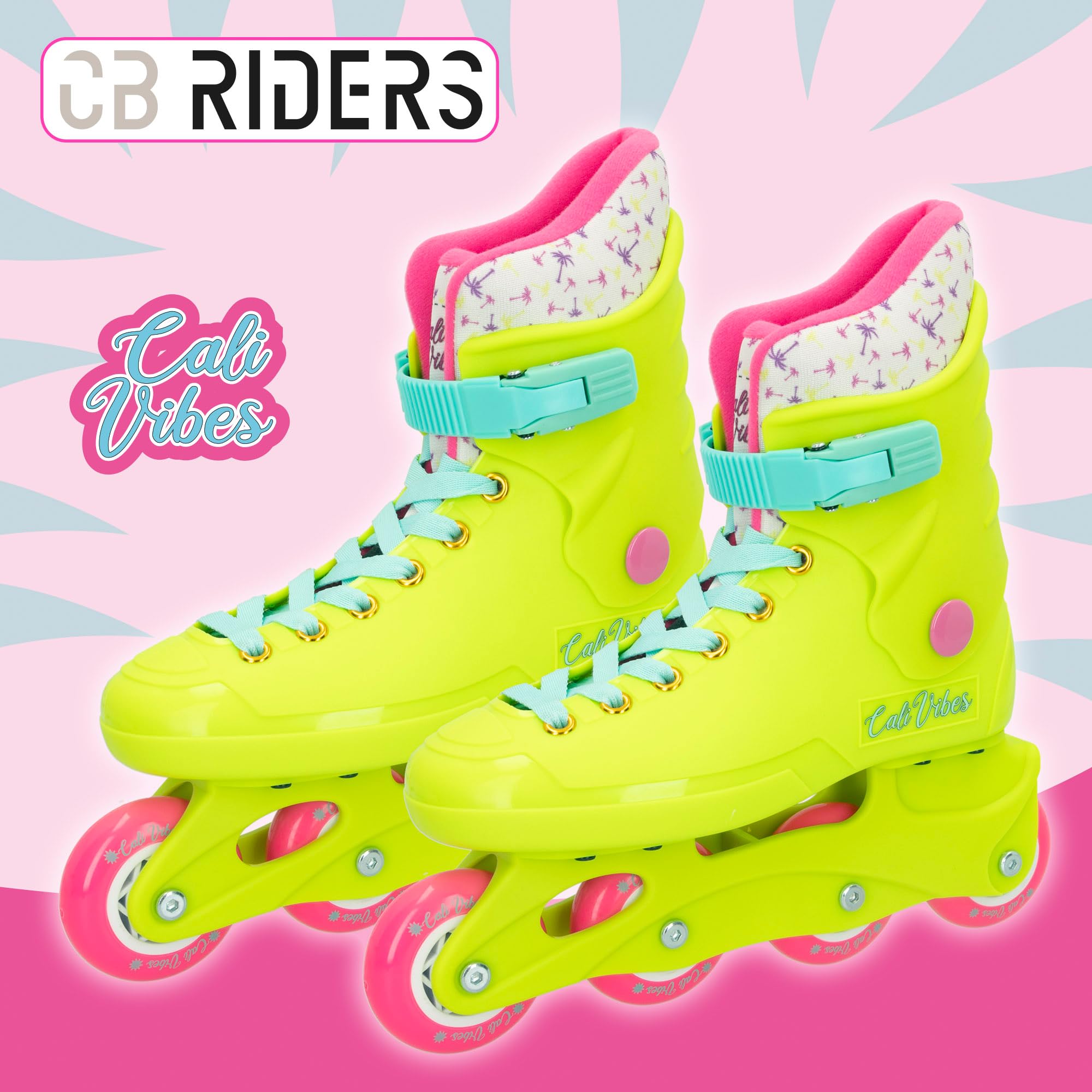 ColorBaby CB Riders - Patines en línea, Amarillo neón, Cierre Ajustable con Hebilla y Cordones, T.36-37, A Partir de 3 años, Máx. 50 kg, Patinetes en línea Infantiles, Modernos y sofisticados (85426)