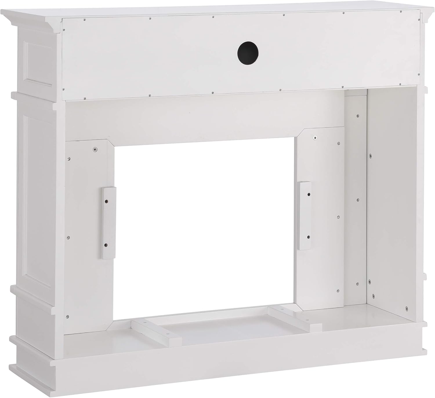 SEI Furniture Highgate Electric Fireplace with Hidden Media Shelf, New White with Faux Marble