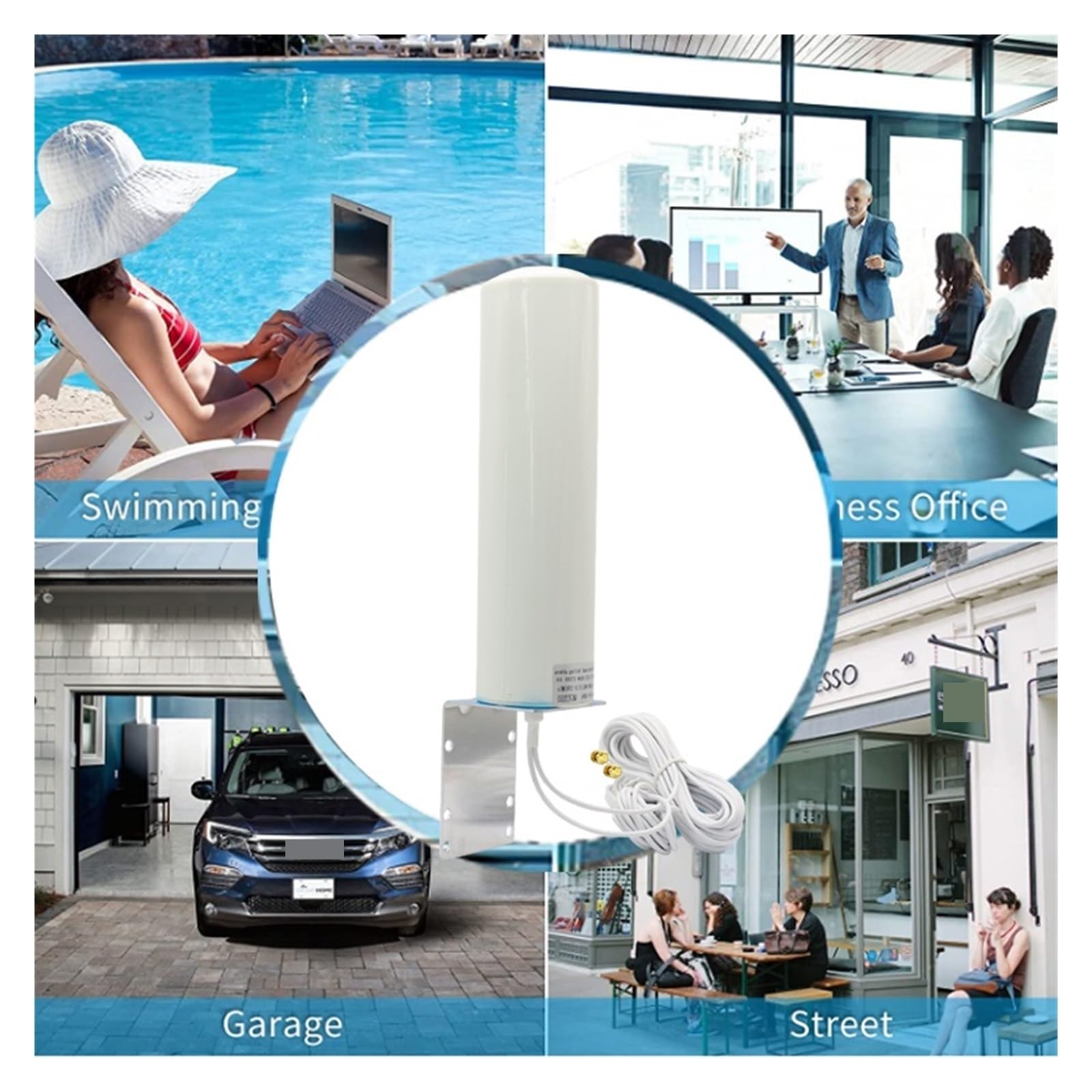 Antenne WiFi Omnidirectionnelle 4G LTE 3G GSM 28 DBi, Amplificateur De Réception Réseau Étanche Extérieur TS9 CRC9 SMA For Signal Facile Large Compatibilité(5m and CRC9)