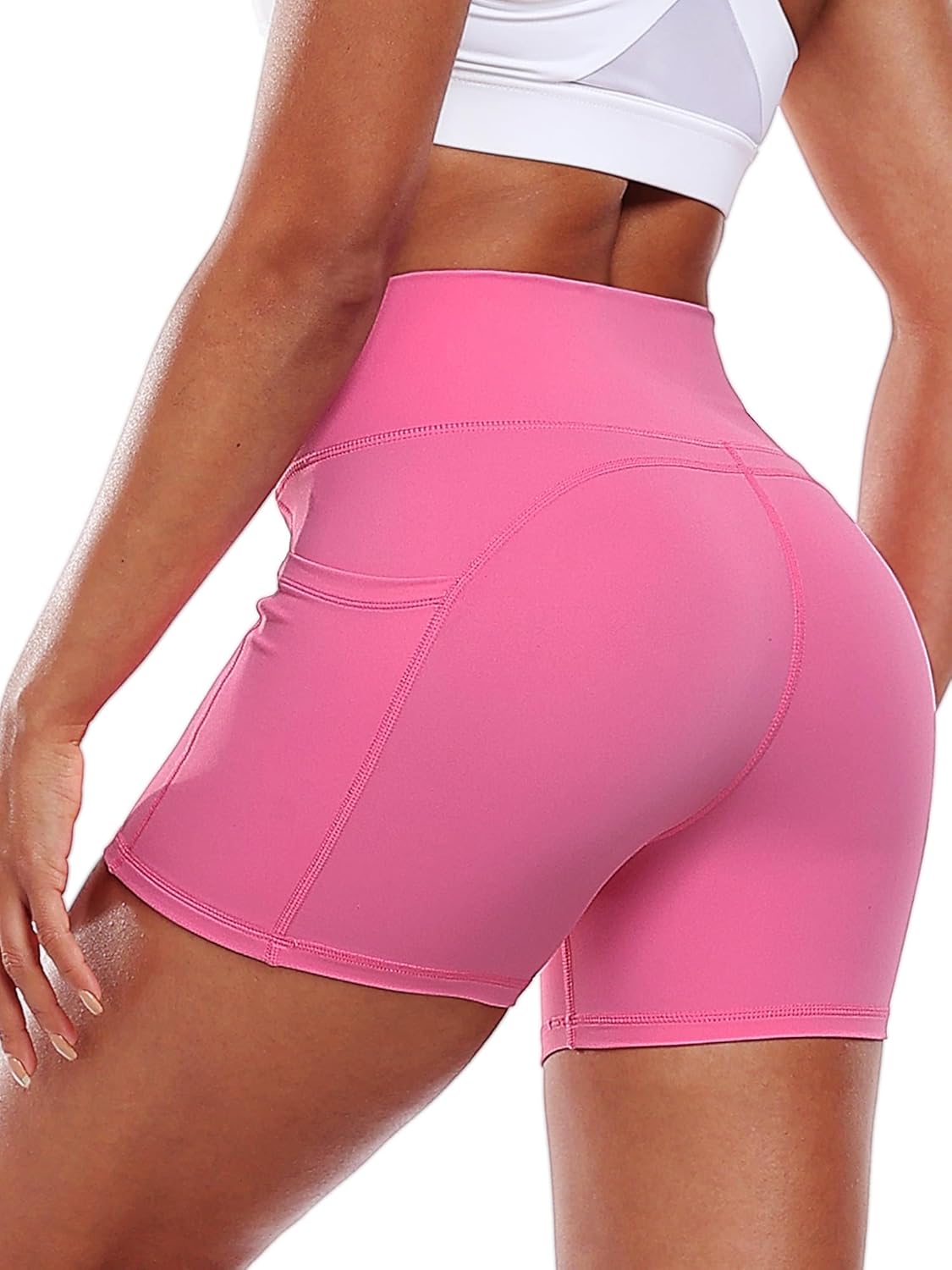 CADMUS High Waisted Ultra - Comfort Women's Biker Yoga Shorts for Athletic Running with Pockets