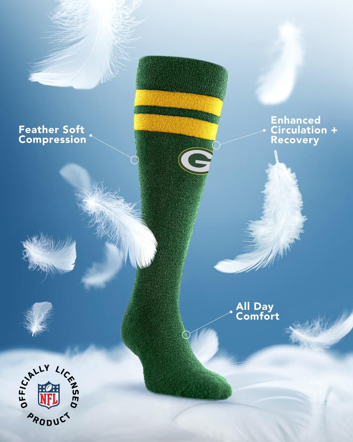 For Bare Feet womens Nfl Cozy Feather Compression Varsity Stripe Team Color - Image 3