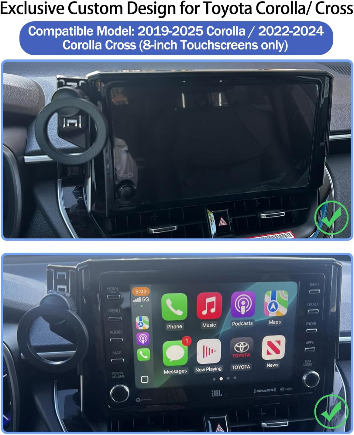 Car Phone Holder for 2019-2025 Toyota Corolla/2022-2024 Corolla Cross 8-inch Touchscreen, Cell Phone Mount Compatible with MagSafe