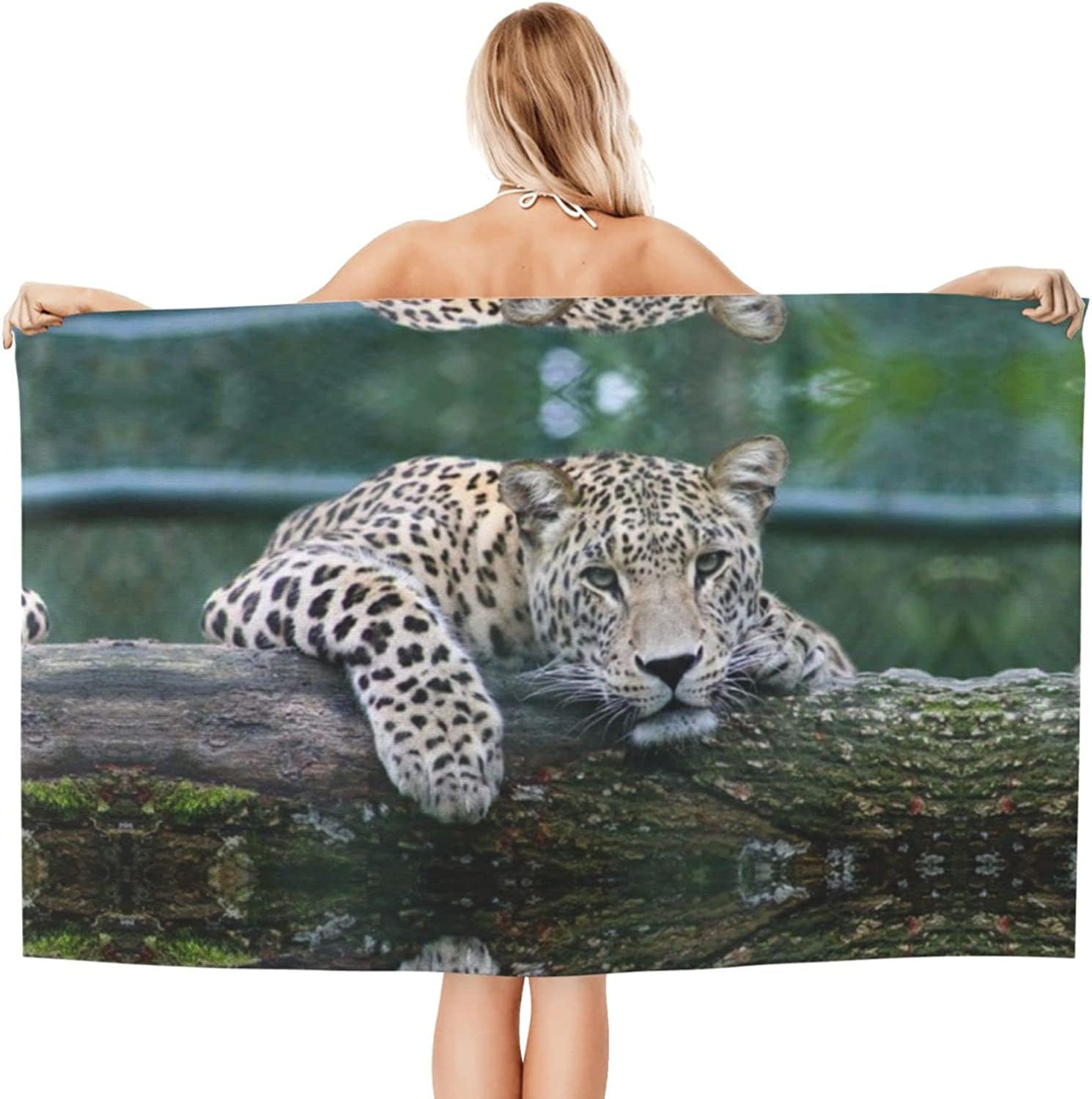 Serviette de Plage 200x200 cm Animal, Serviette de Piscine Microfibre pour Femme Homme, Couverture de Plage Grande Guépard, Drap de Plage Légère Portable pour Natation Voyage X980