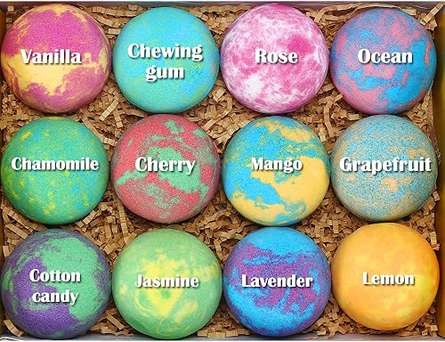 Miniatura 7 de Bombas de baño para niños con juguetes en el interior para niñas y niños, juego de regalo de 12 piezas a granel de gran tamaño para mujeres y niños,