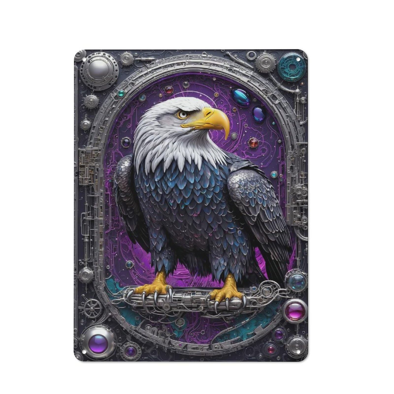 Tin Wall Plaque 40x30cm with Steampunk Majesty Eagle for Workshop Wall, with Clear Retro Wall Decor Character