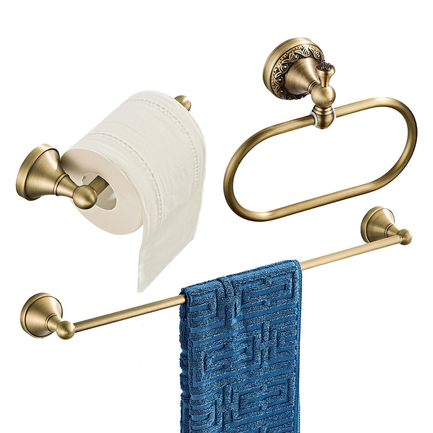 Vintage Brass Towel Holder Bar Wall Mounted Metal Rail - Ireland