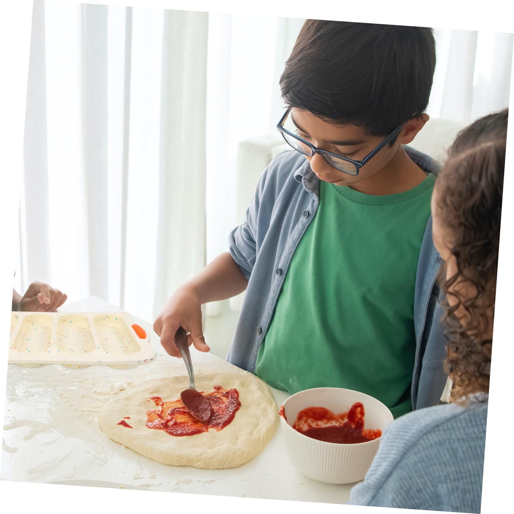 AUTSUPPL French Bread Silicone Bakeware Non-stick Four-slot Baking Tray for Oven for Home Bakery Use Easy Demold Striped Design