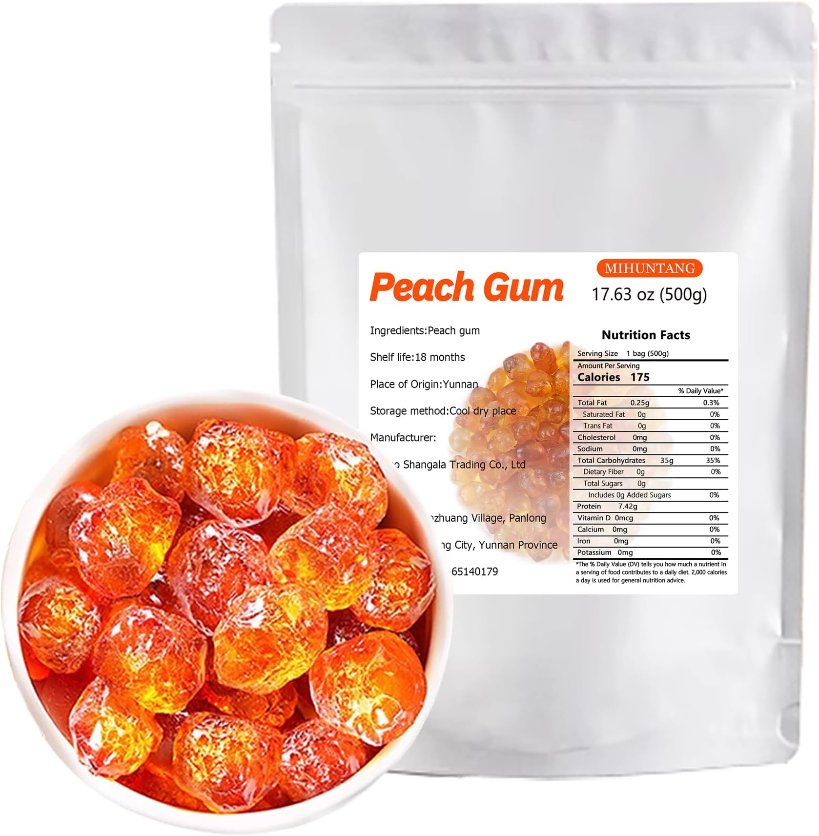 Peach Gum 17.63 oz Edible Peach Tao Jiao Dried Food Tao Jiao Dried