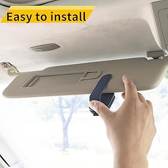 Yuoyar Sunglass Holder for Car, Magnetic Leather Sunglasses Holder and Ticket Card Clip, Car Visor Accessories, 2 Packs (Blue)