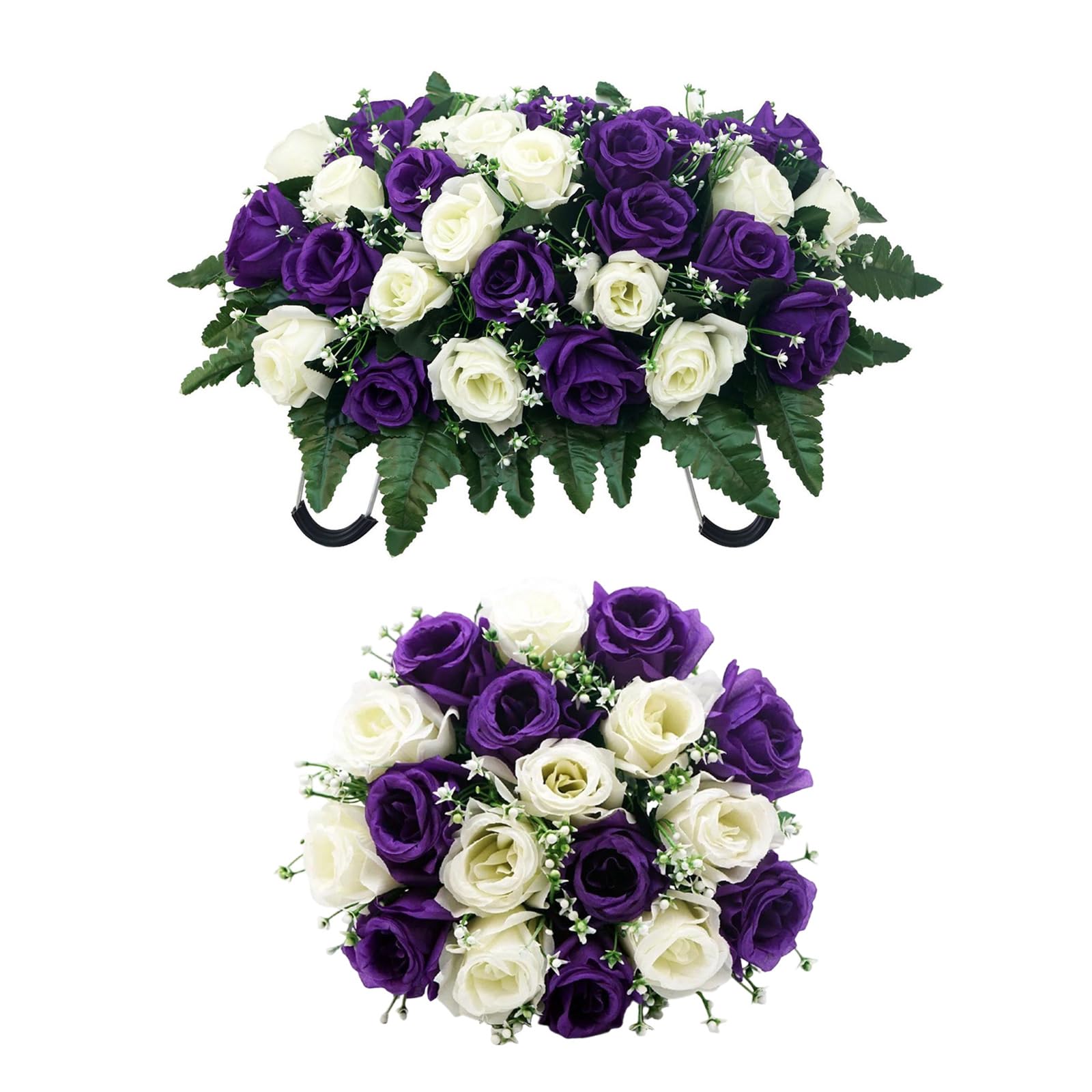 NMFLAB Of 1 Realistic Silk Rose Flower for Cemetery Decoration Mixed Colors Handcrafted Memorial Floral Arrangement Permanent Grave Flower