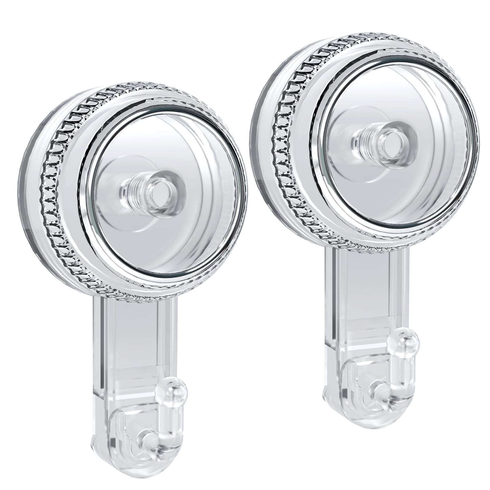 Lvingmax Suction Cup Hooks, Clear Shower Suction Hooks, Heavy Duty Suction Cups with Hook for Bathroom, Kitchen, Wall, Mirror, Window, Door, Removable Shower Hook for Hanging Loofah, Towel, Robe