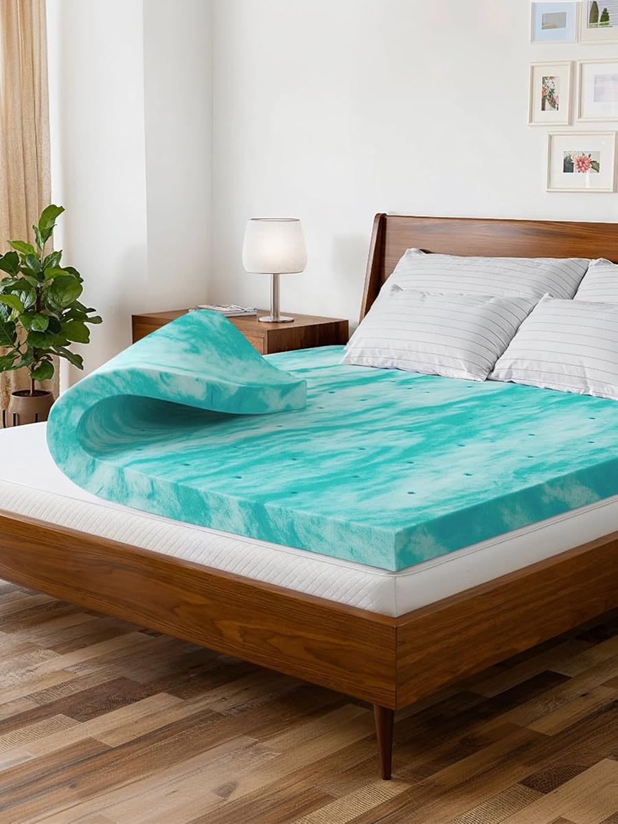 Memory Foam Mattress Topper Queen Size - 3 Inch Cooling Gel Infused Memory Foam - Plush Feel Ventilated Breathable Mattress Pad - Pressure and Pain Relief Bed Topper - CertiPUR-US & Oeko-Tex Certified