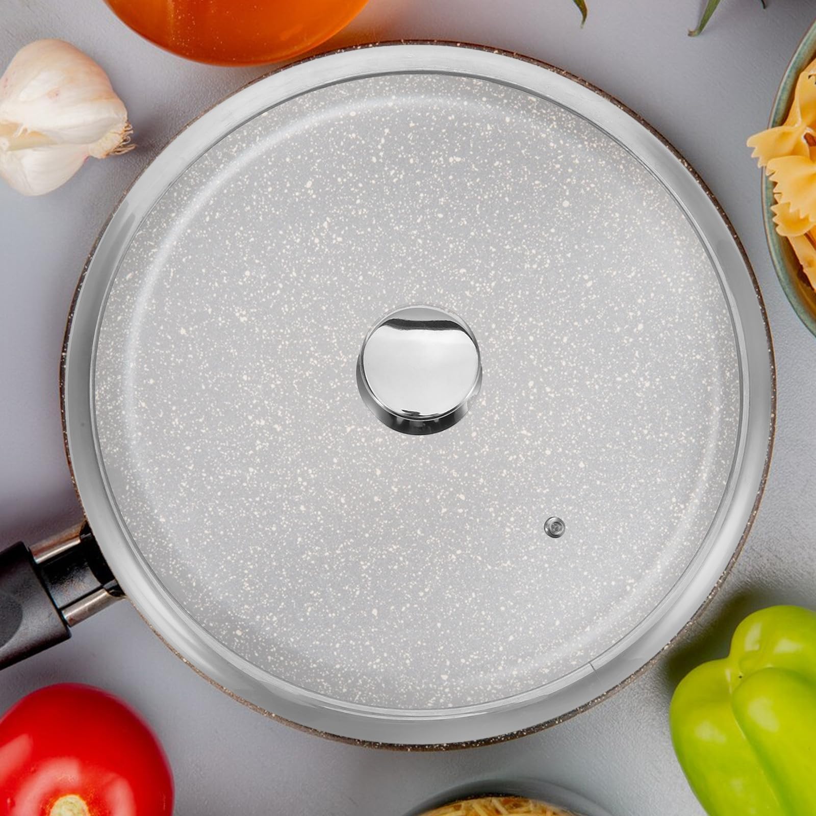 Cubierta de olla y sartén de acero inoxidable de 34 cm, versátil y simple, apta para cocina