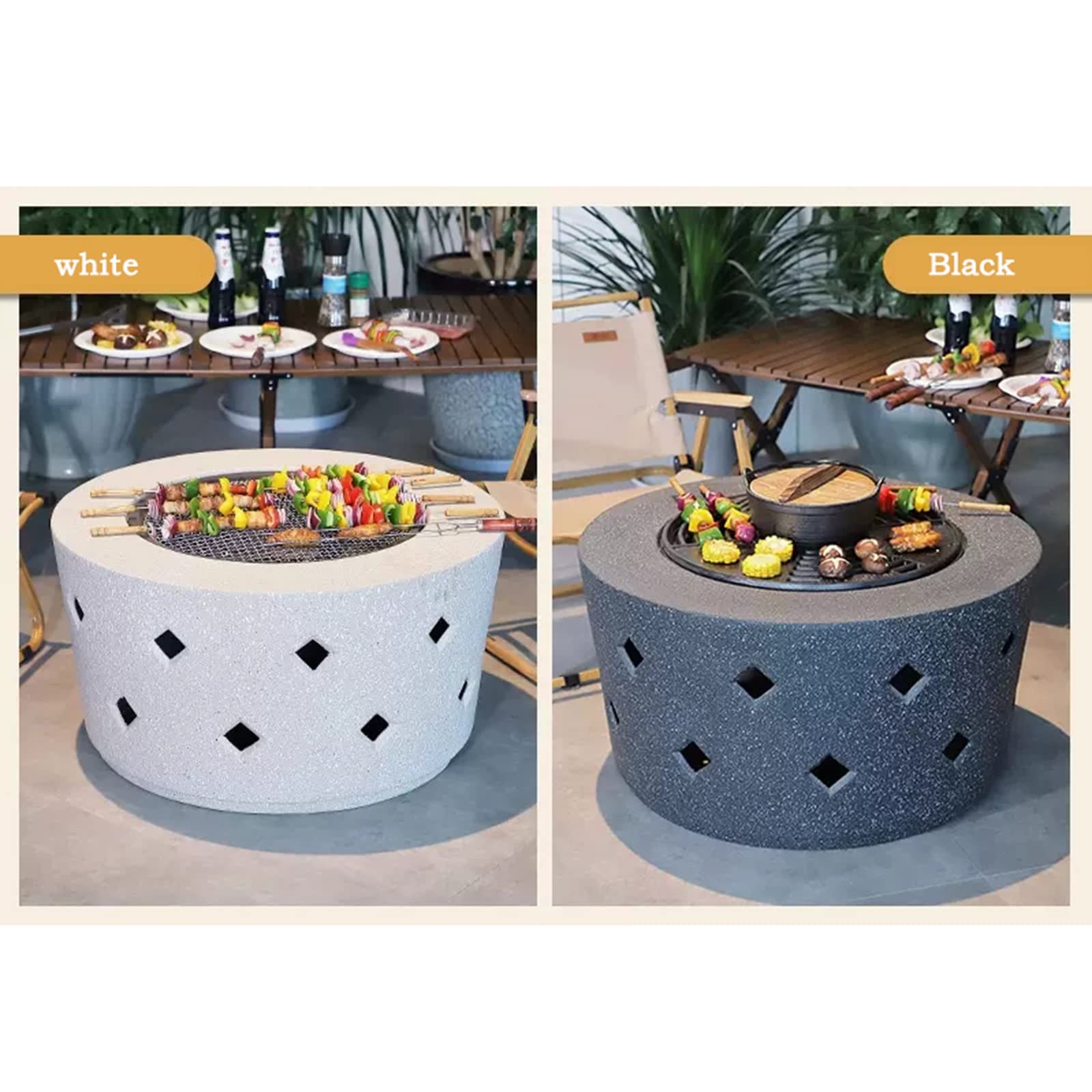 Grill Grillowy Gospodarstwo domowe Dziedziniec Zewnętrzny balkon Grill węglowy Stół do grilla Szaszłyki Piec Żelazny stołowy Grill węglowy do grillowania(Czarny)