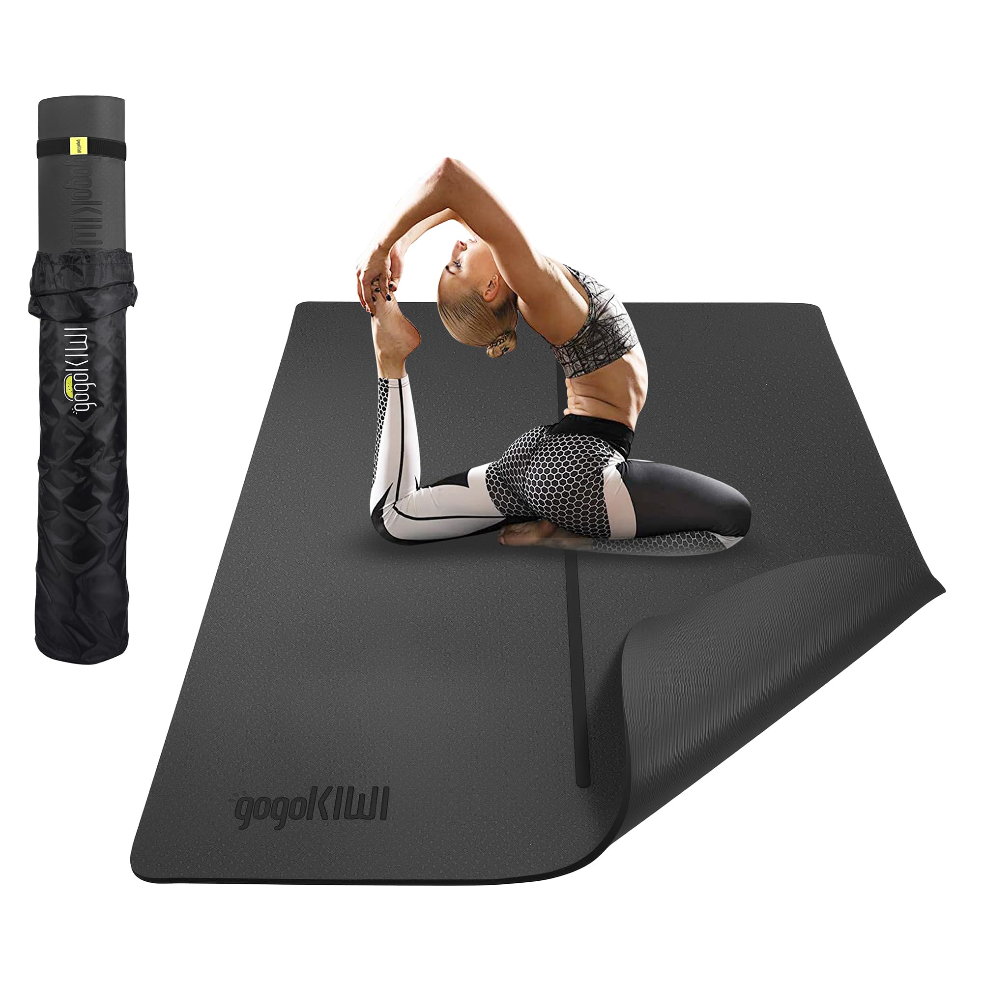 Gogokiwi Large Yoga Mat (6'x4') – 1/4" & 1/2" Thick Exercise Mats for Home Workout, Extra Wide Workout Mats for Home Gym, Yoga, Pilates, Stretching,