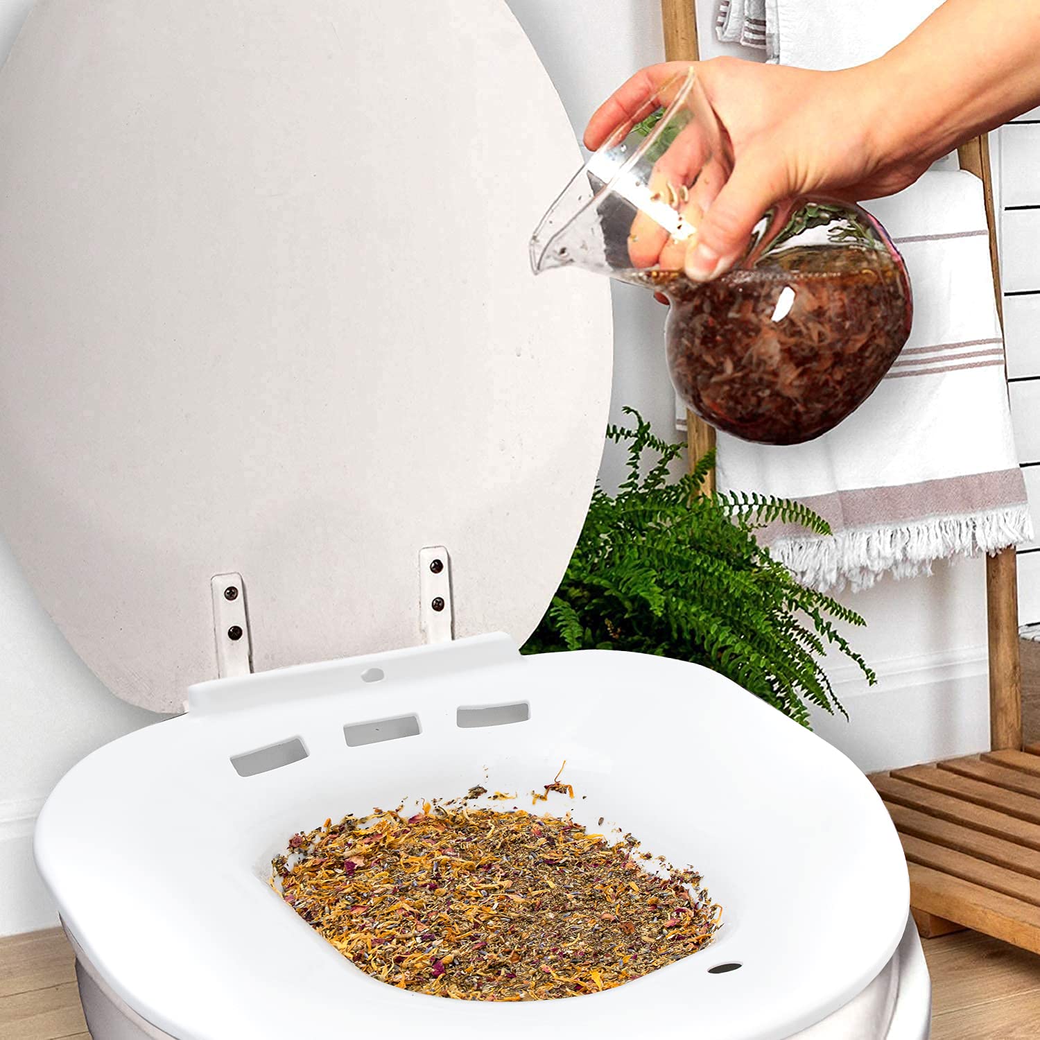 Peach Care Sitz Bath Seat & Yoni Steam Herbs Over The Toilet Vaginal