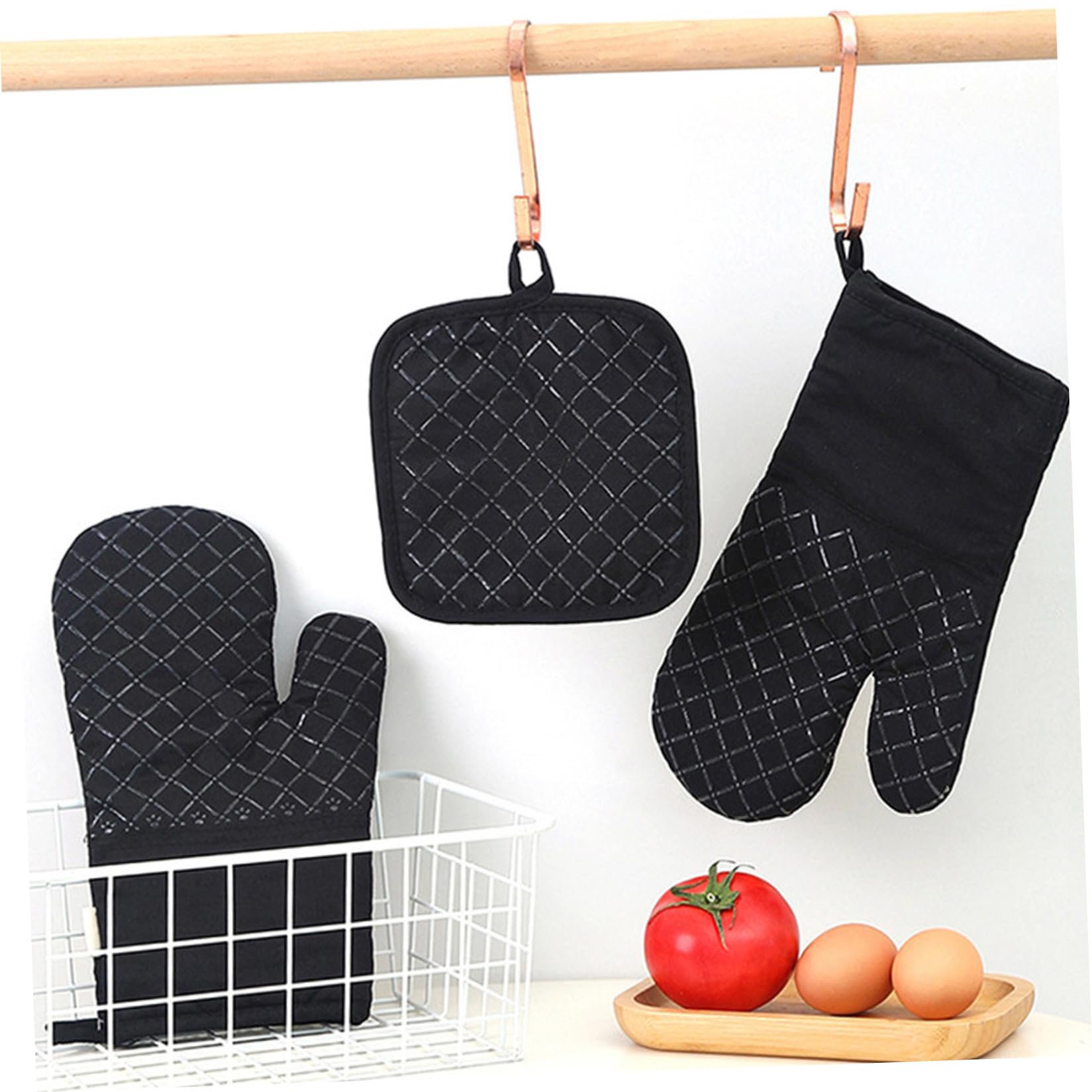 Ofenhandschuhe Und Kochschürze Satz Baumwolle Hitzebeständig rutschfest Für Backen Grillen Küche