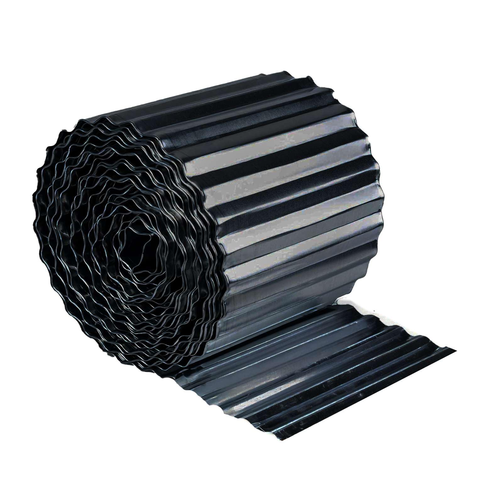 Corrugated Metal Garden Edging, Wave Roll, Landscape Edging Border for Lawn, Flower Bed, Garden Fence, Paver Edging, Power Coated Black Finish, 16cm (6 inch) High 6 Metre (20 ft) Long