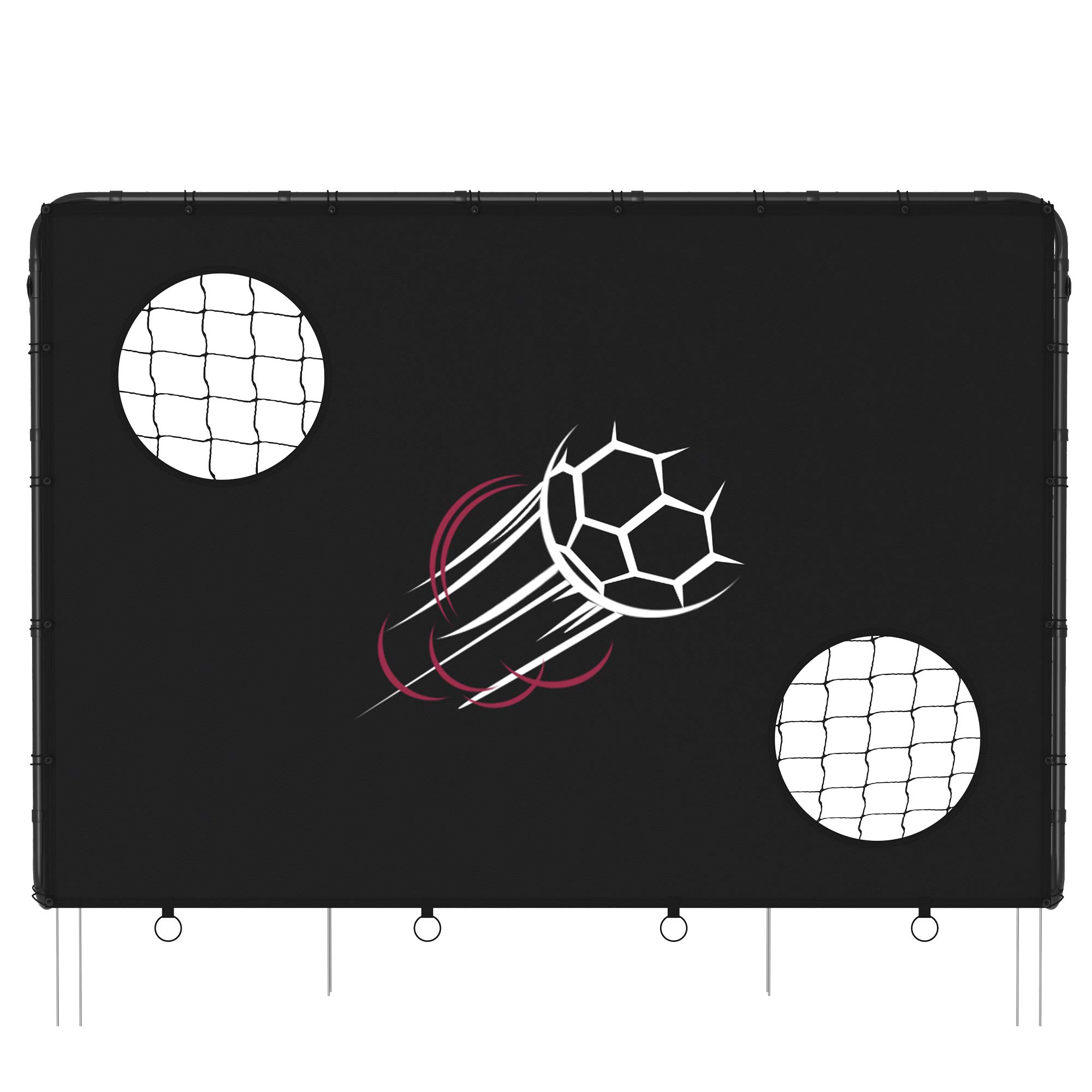 SONGMICS Portería de fútbol para niños, Red de PE, Tubos de Hierro, Negro SZQ215B02