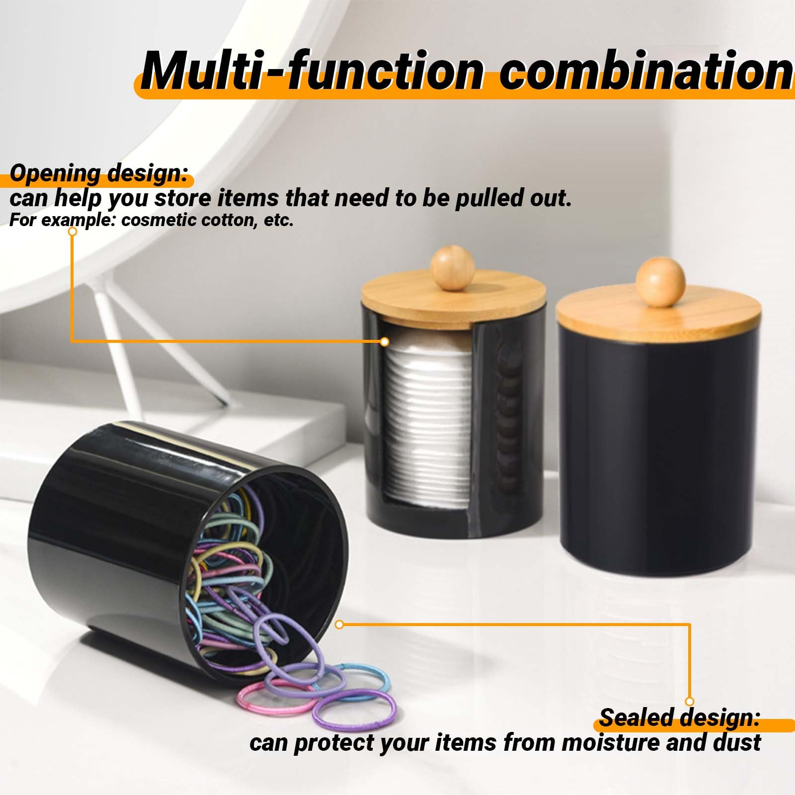 Boîte De Rangement Pour Cosmétiques, Distributeur De Cotons-Tiges à 3 Grilles Séparées Avec Couvercle Transparent Pour Coiffeuse Salle De Bain ( Blanc