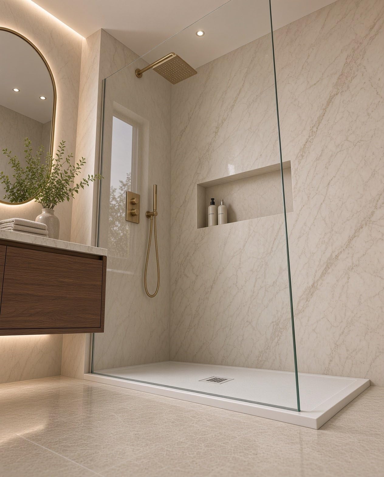 Piatto doccia rettangolare 120x80 cm effetto pietra marmoresina STONE bianco FRANCIA