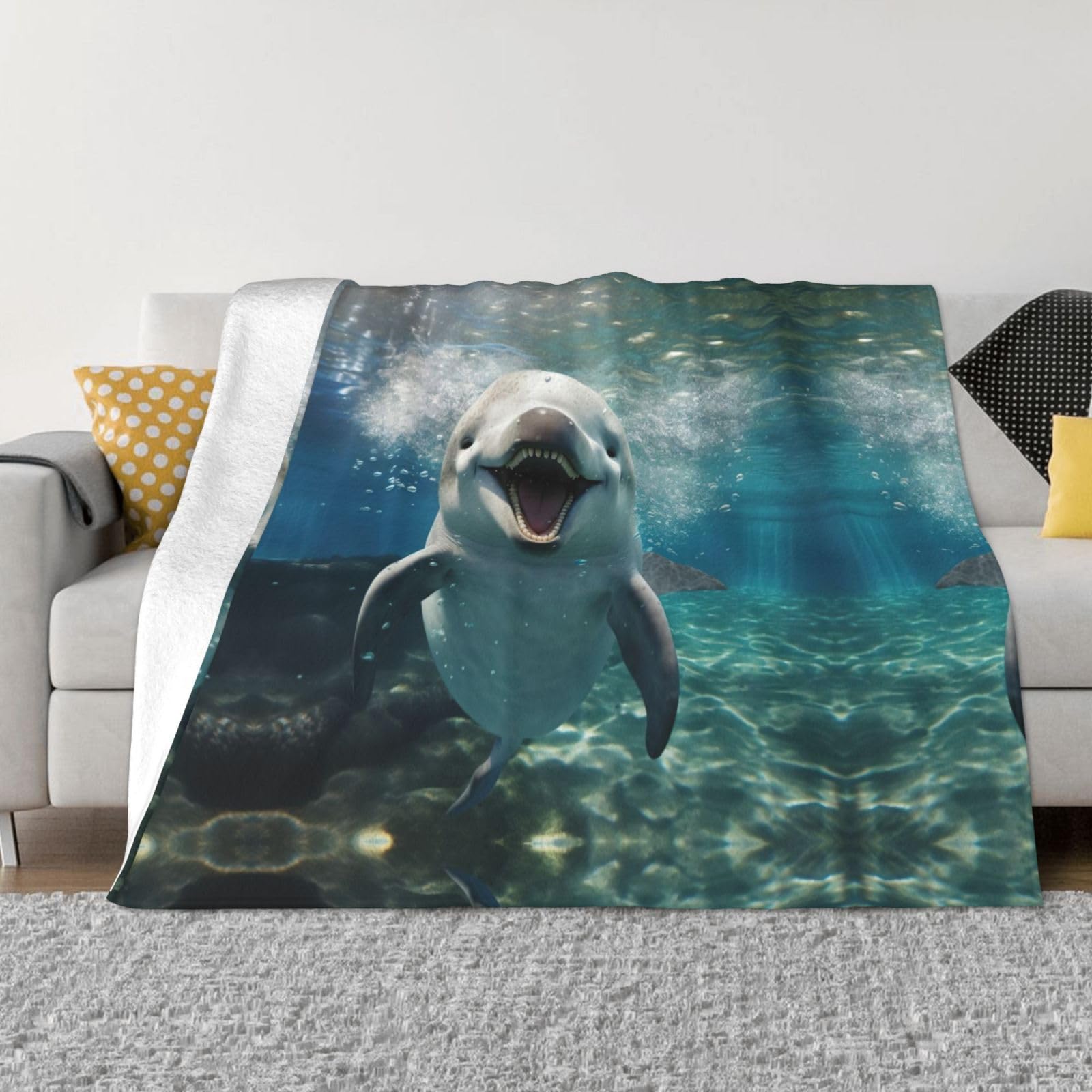 Couverture en flanelle dauphin plaid toutes tailles lit canapé