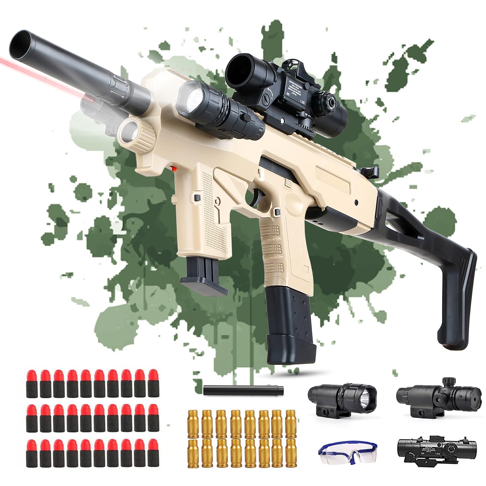 Pistolet Jouet, Pistolet en Mousse Souple avec Daccessoires, Pistolets Jouets Mousse Blaster Réaliste pour, Cadeaux d'anniversaire et d'halloween