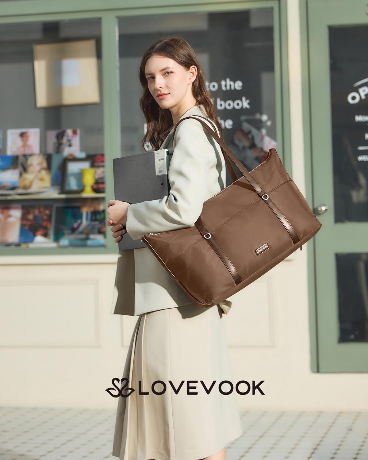 LOVEVOOK Work Tote Bag for Women, Convertible Gym & Travel Weekender Bag with Large Cup Holder, Carry On Teacher Tote - Image 2