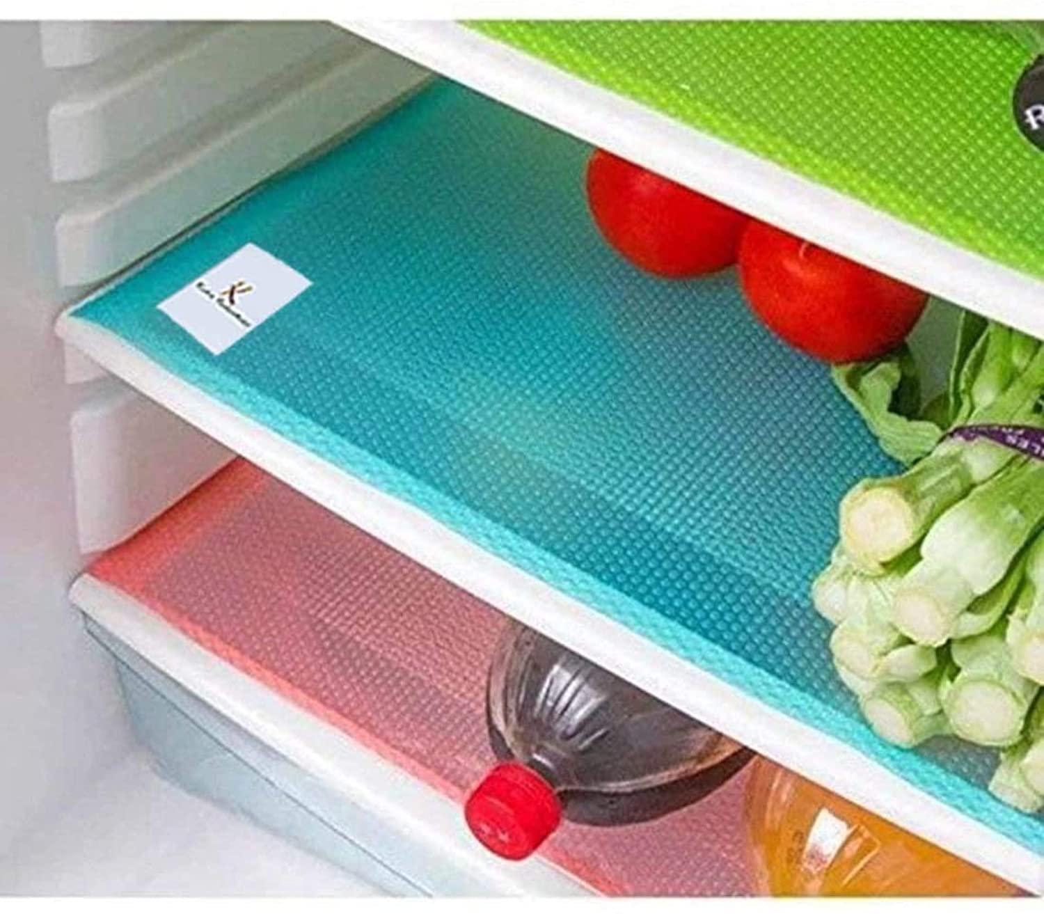 KUBER INDUSTRIEStm Refrigerator Drawer Mat/Fridge Mat/Multipurpose Mat Set Of 6 Pcs (13 * 19 Inches) (Multi) Code-Va326
