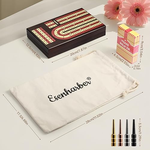 Miniatura 2 de Cribbage Board, Foldable 4-Track Cribbage Board Game Set, Solid Wood Game Board with 12 Brass Pegs & Felt-Lined Storage, for 2-4 Players, with