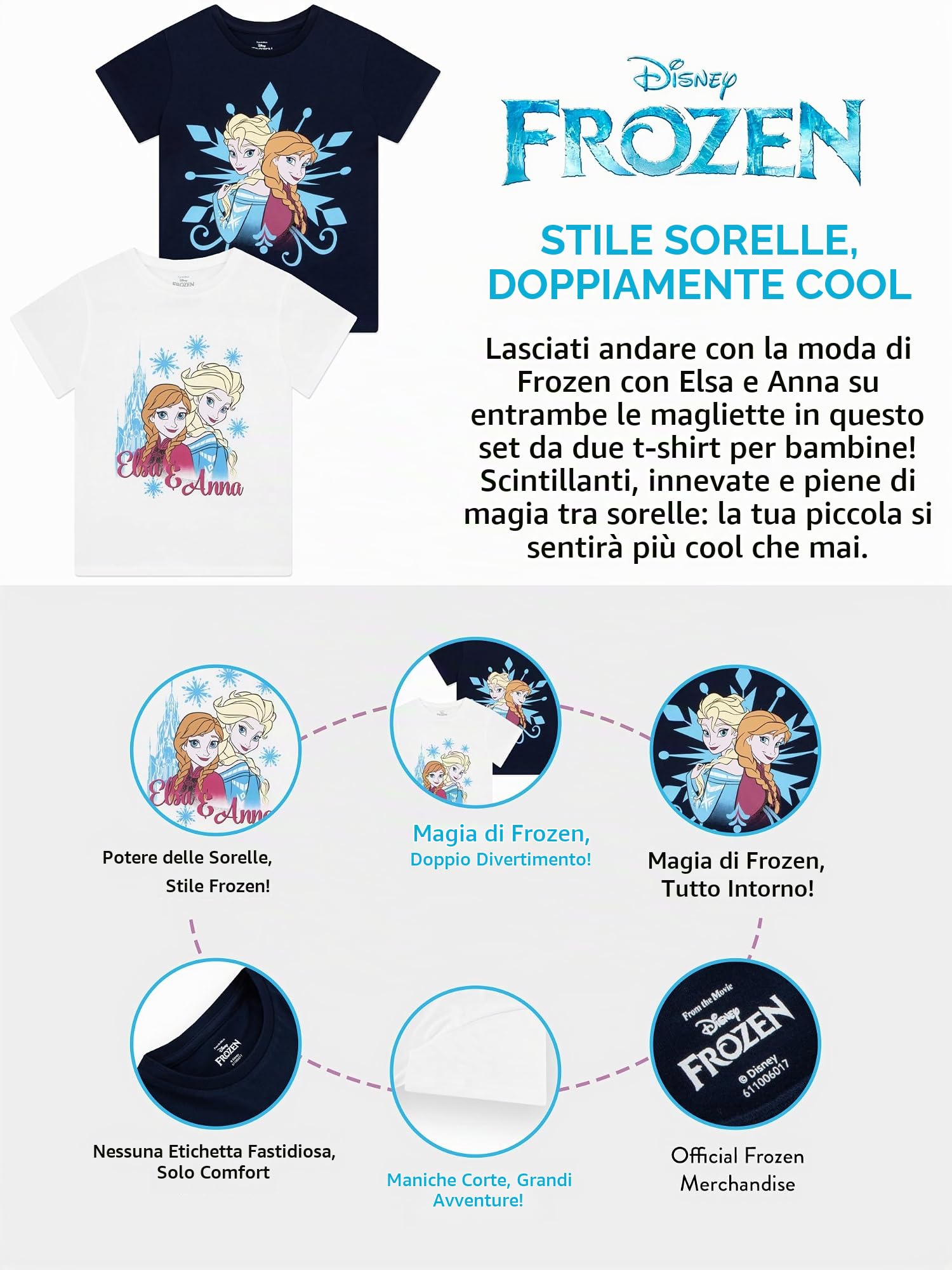 Disney Maglietta 2 Pacchi Maglietta Bambina | Frozen Abbigliamento Bambina