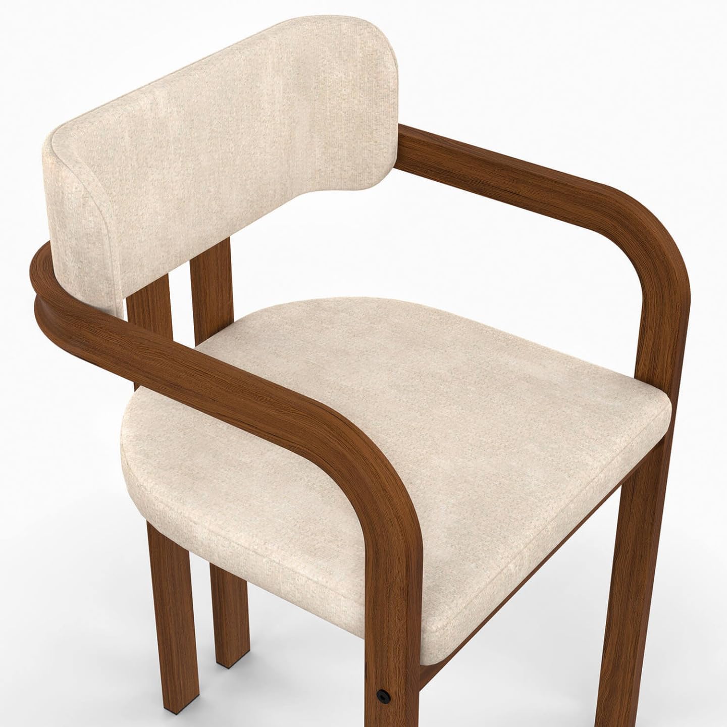 IDMarket - Set di 4 sedie da pranzo ESMA in metallo effetto noce e tessuto di ciniglia beige con braccioli