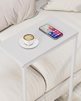 TUTOTAK C Shaped Side Table, Small End Table, 28.7 inch Tall Couch Sofa Table, Living Room, Bed Room, White TB01BW071EU