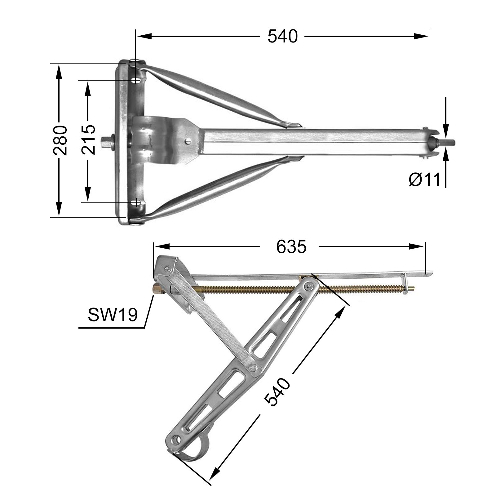 Set di 4 supporti per manovella per roulotte 600 kg acciaio zincato universale