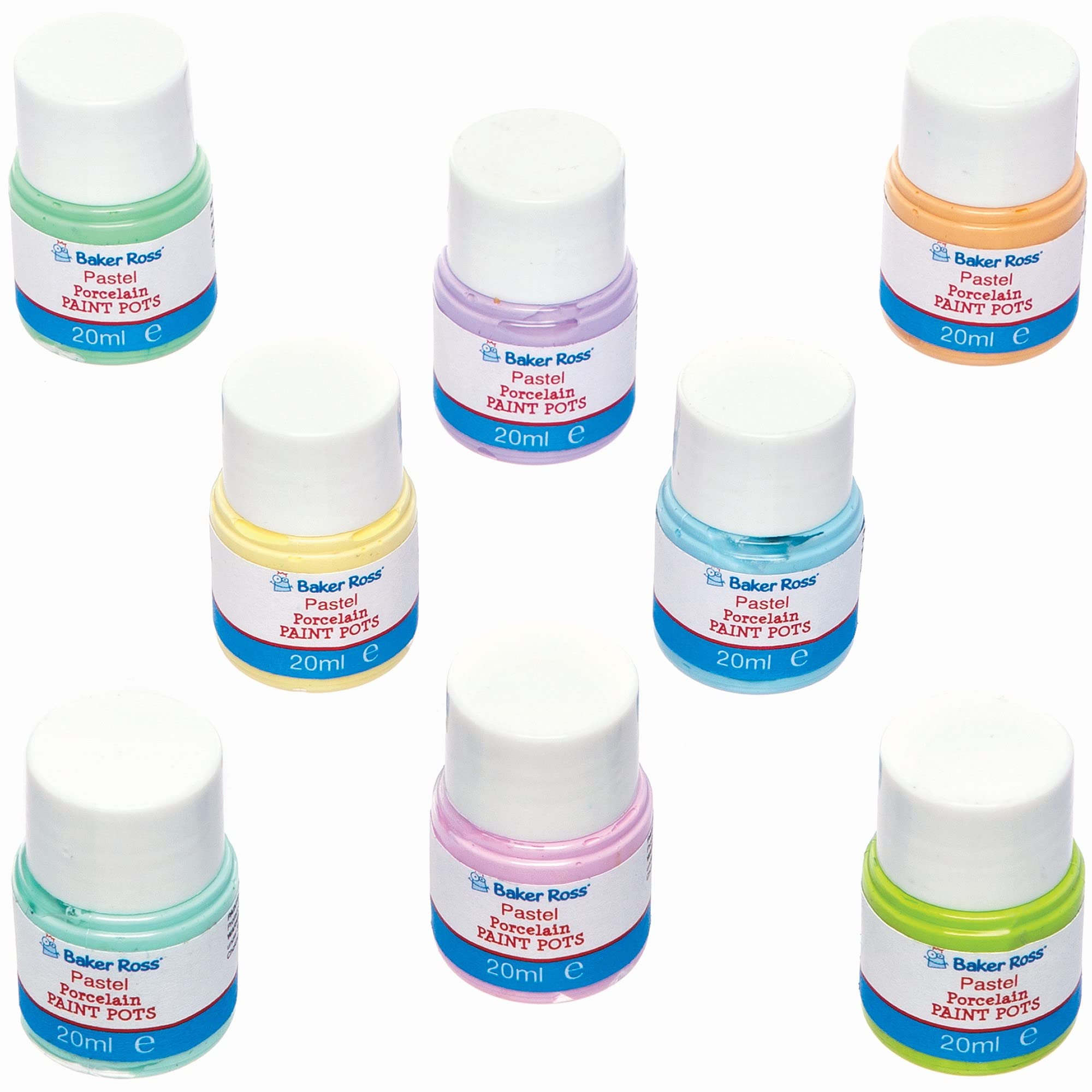 Baker Ross Pastel Porcelain Paint Pots - Pack of 8, Paint for Kids (FC346), Assorted