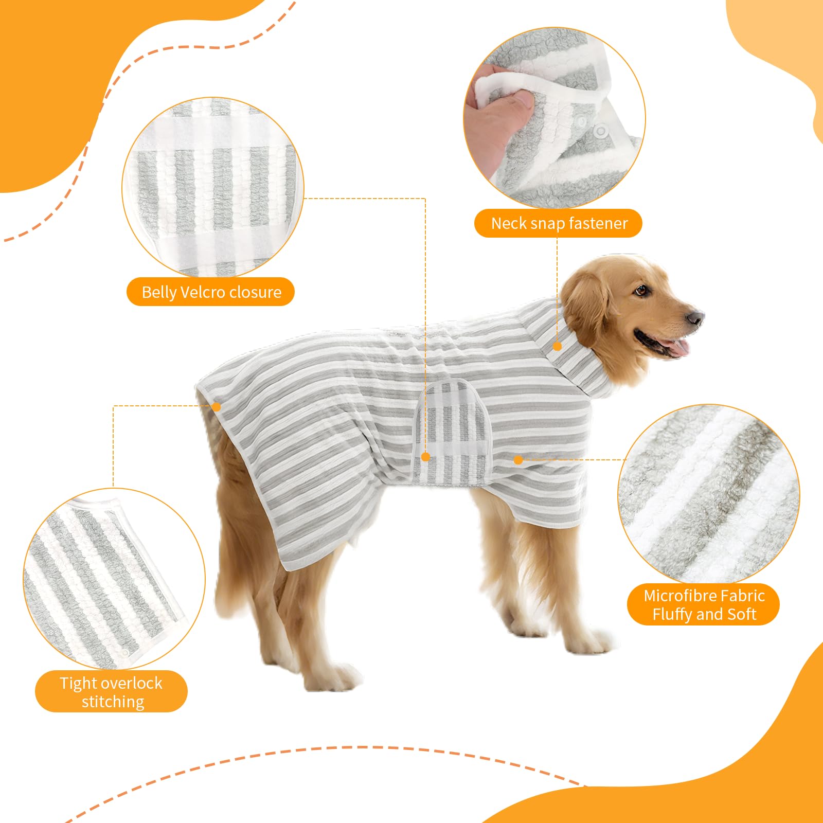 DOINEUFL Dog Drying Coat,Towel & robe,Ruff and Tumbl Bath Coats & Towels for Small,Mediumm,Large Dogs,Robes Accessories for Shower Swimming & Grooming - Image 4