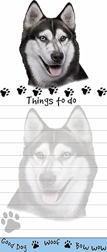 Bloc de notas adhesivo de forma única "Siberian Husky Magnetic List Pads" mide 8.5 x 3.5 pulgadas