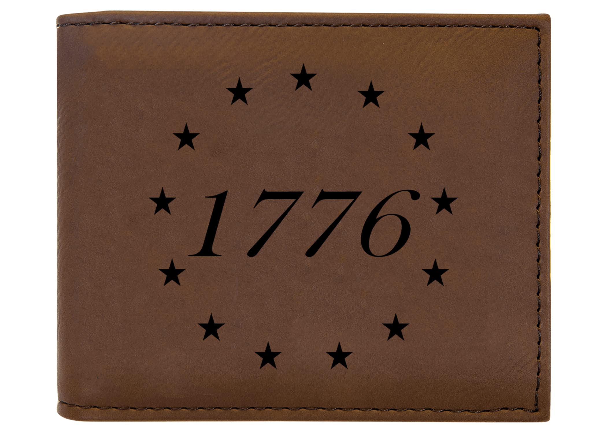 Rogue River Tactical USA American Flag Betsy Ross 1776 Men's Leather Bifold Wallet RFID Gift For Him Dad Father United States Billfold Patriotic